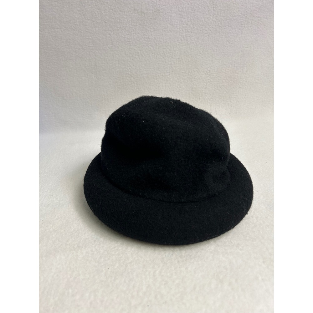 Dark Academia Unbranded Unisex Black 100% Wool Felt Rolled Brim Bucket Hat
